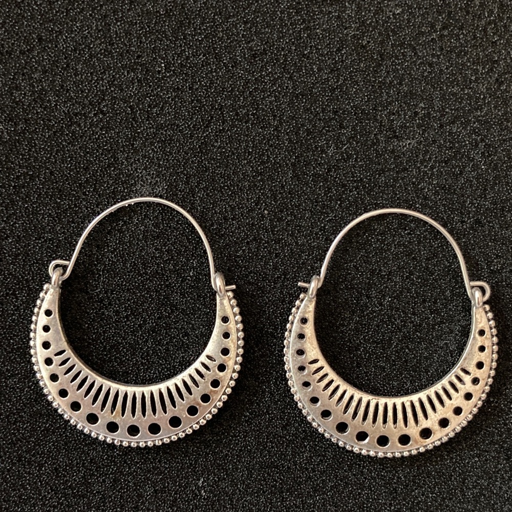 Boho Silver Hoop Earrings